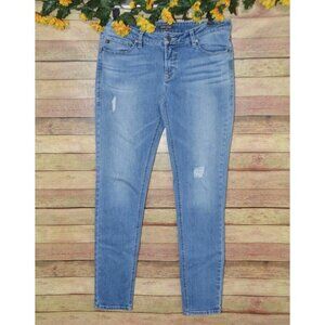 Dear John Joyrich Ladies Light Blue Comfort Skinny Leg Denim Jeans 30 Distressed